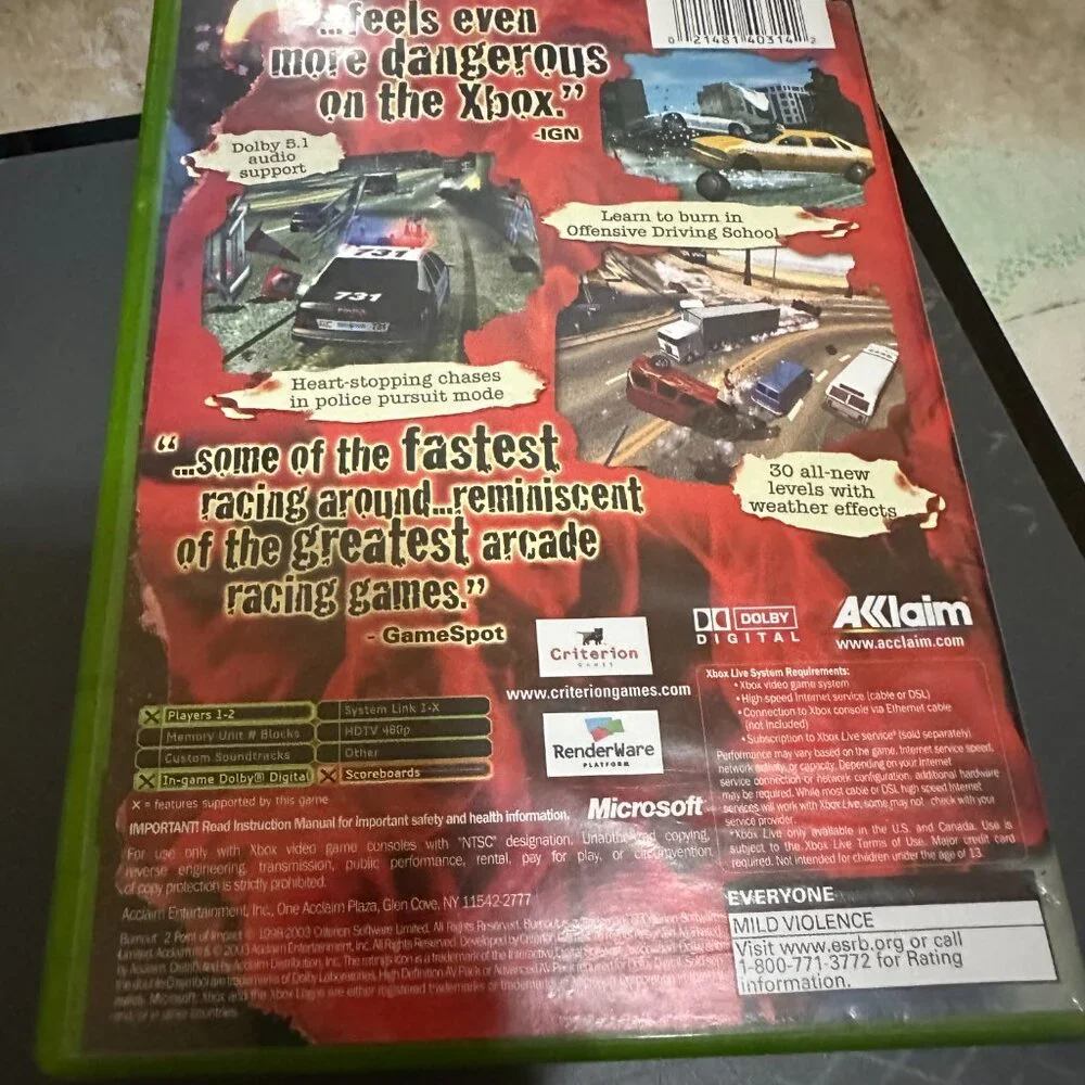Burnout 2: Point of Impact Developer's Cut Xbox 2003 Complete Tested Working